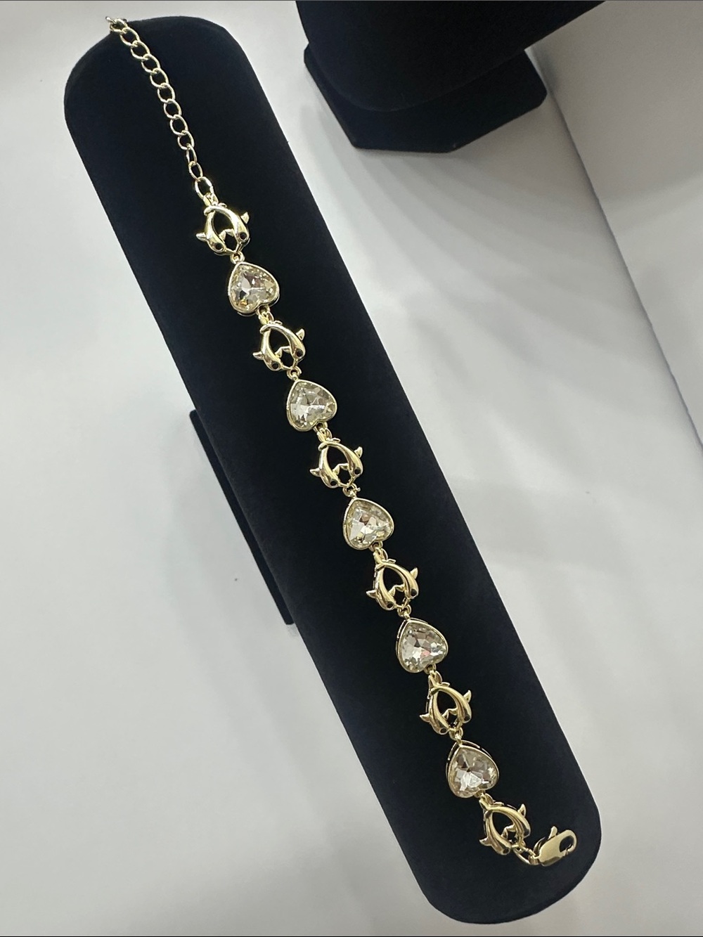 Gold-Plated Dolphin & Heart Bracelet